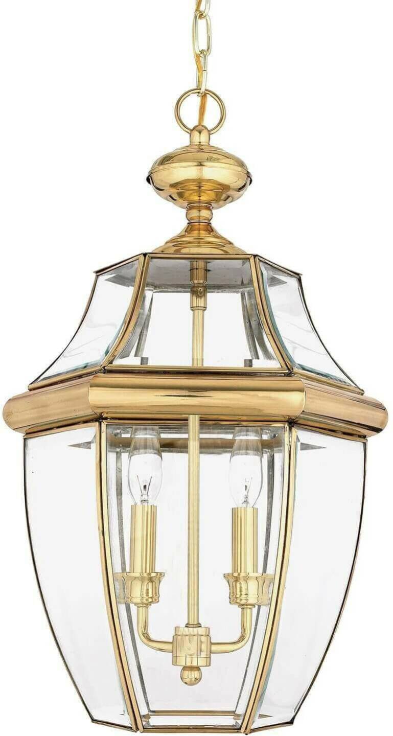 Lampade da esterno Elstead Lighting Newbury Outdoor Pendant E14 2-Way Polished Brass